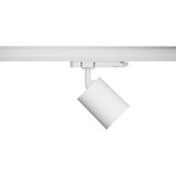 Modern white metal LED spotlight for track systems, energy-efficient indoor lighting