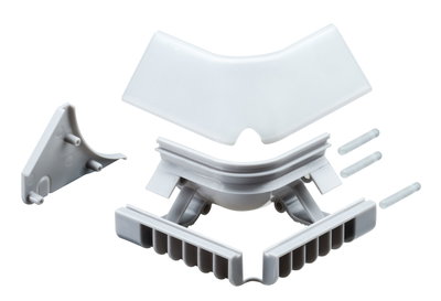 Weißes Kunststoff-Eckverbinder-Set für LED-Leisten mit Clips und Stiften für flexible Lichtinstallation