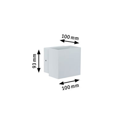 Witte vierkante metalen wandlamp van 100x100x93 mm voor binnenverlichting