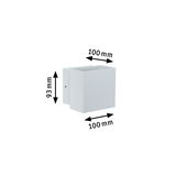 Hvid firkantet metal væglampe på 100x100x93 mm til indendørs belysning