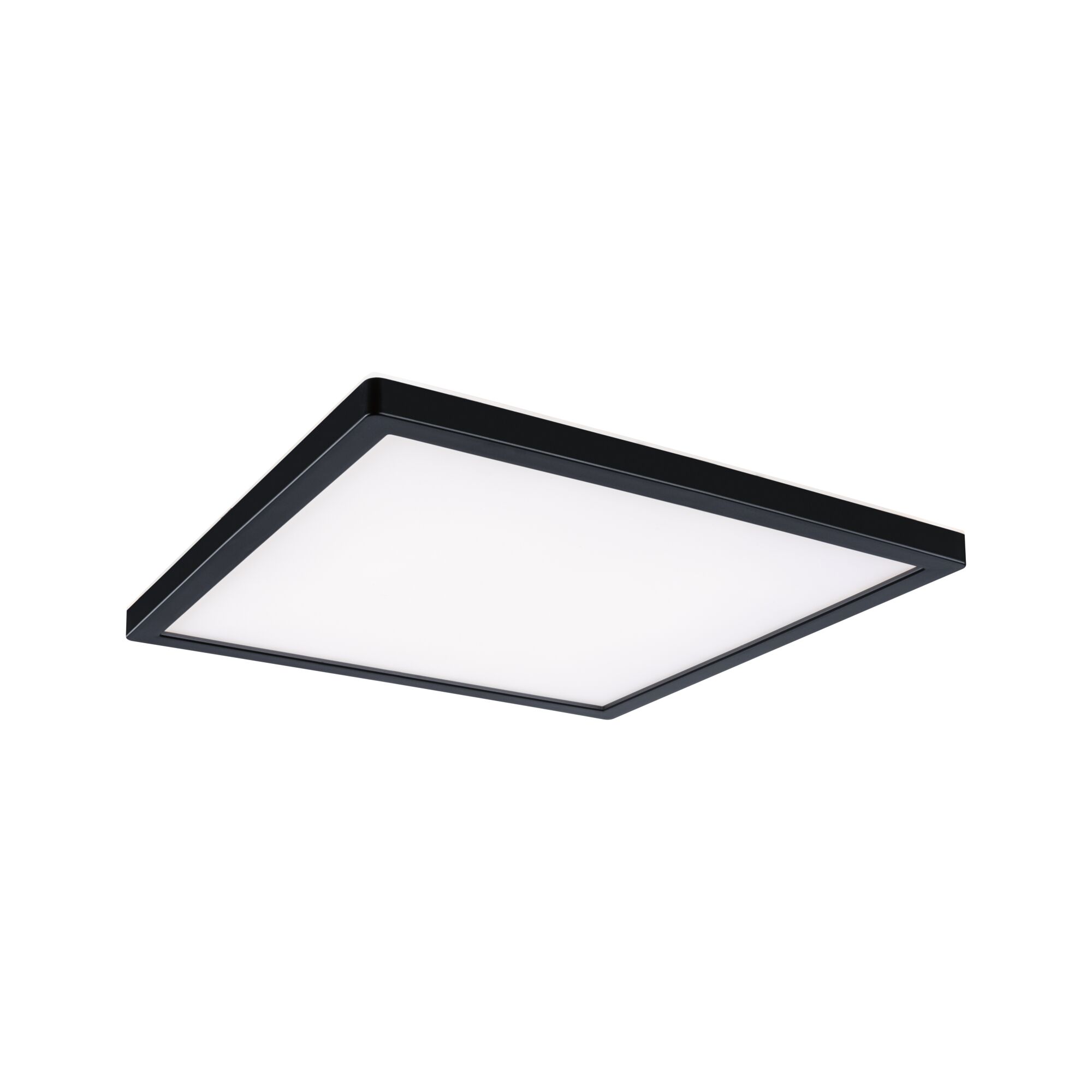 Black square LED ceiling light with white diffuser for modern room lighting