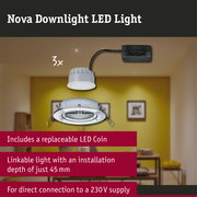 LED Downlight 3-Step-Dim Nova Coin Basic Set Swivelling round 84mm 50° Coin 3x6W 3x470lm 230V dimmable 2700K Chrome