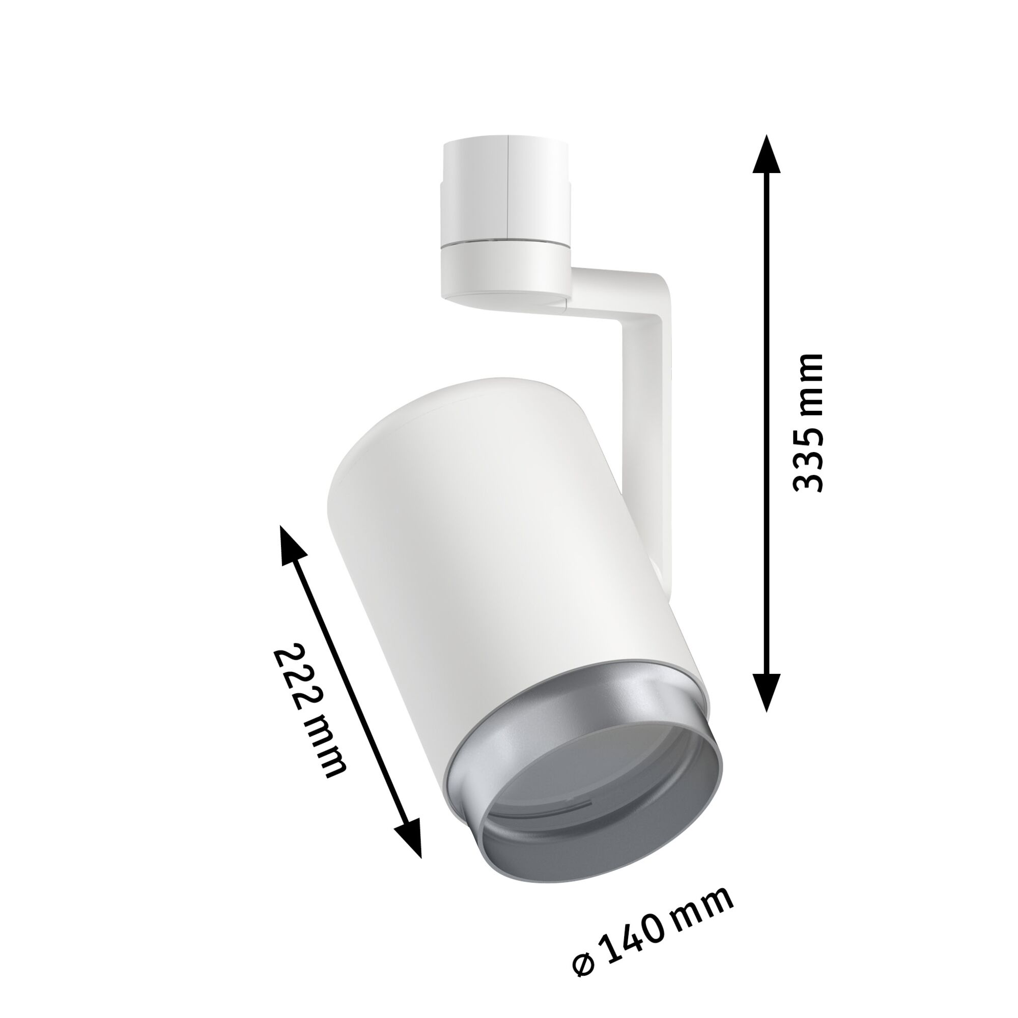 Weißer LED-Strahler aus Metall mit 335 mm Höhe und 140 mm Durchmesser für moderne Beleuchtung