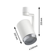 White metal LED spotlight with 335 mm height and 140 mm diameter for modern lighting solutions