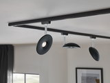 Schwarze LED-Deckenschiene mit drei verstellbaren Leuchten aus Metall für moderne Raumbeleuchtung