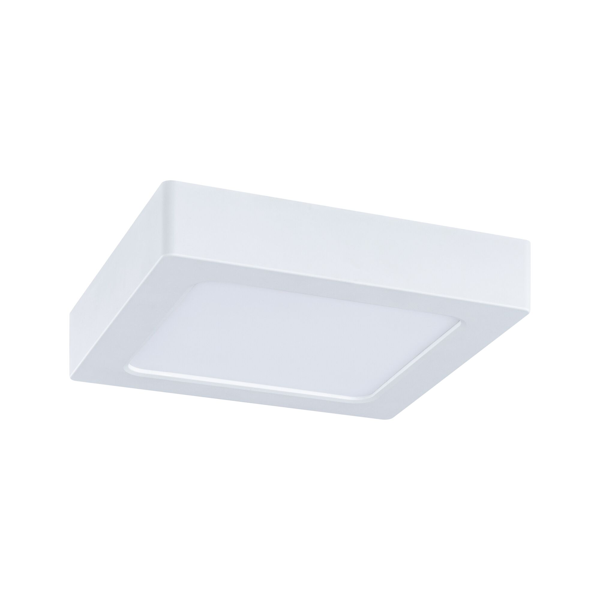 Square white LED ceiling light made of plastic for modern room illumination