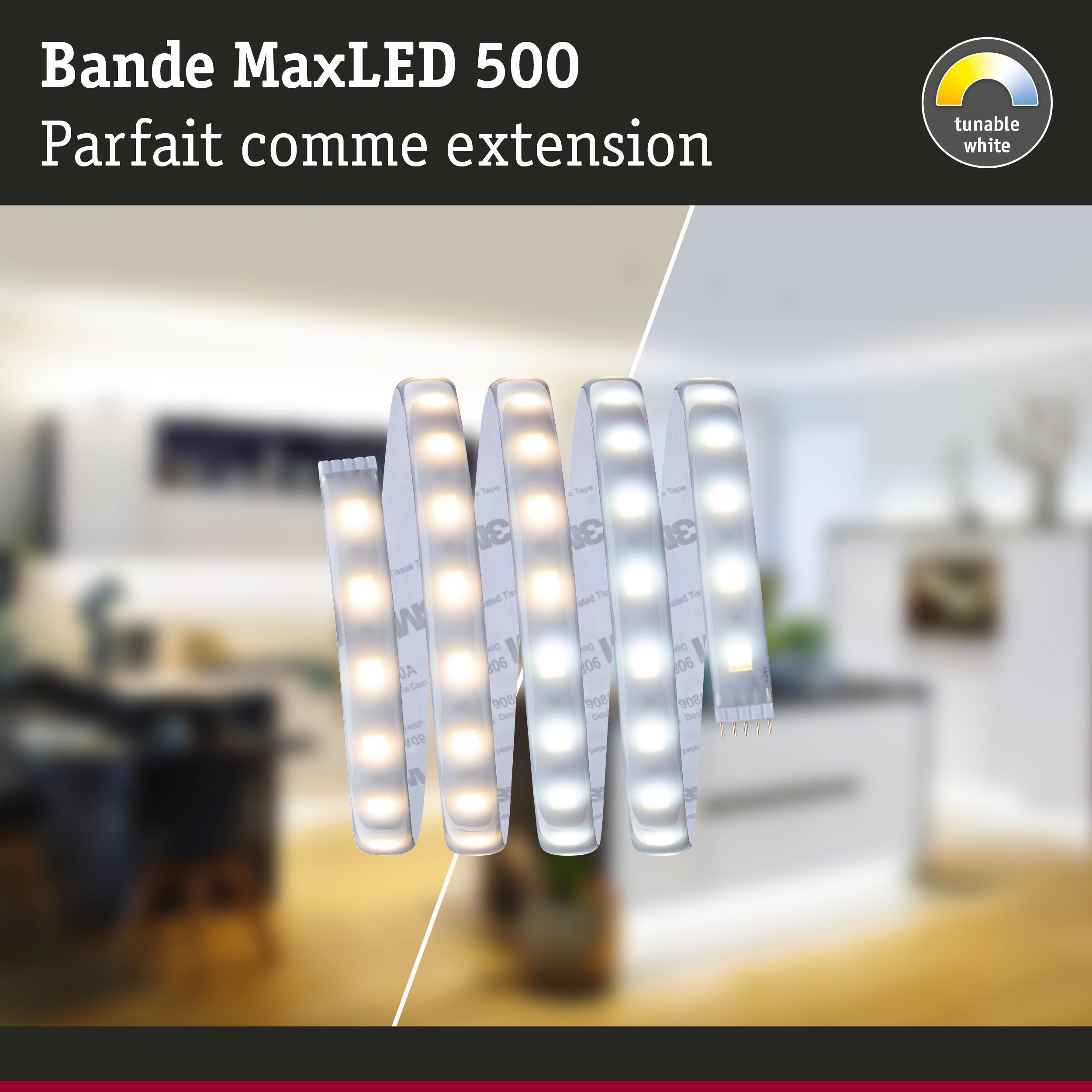 Bande LED MaxLED 500 avec lumière blanche réglable, extension flexible pour éclairage intérieur