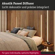 Akustik Paneel Diffusor aus Holz mit integrierter Lichtleiste für individuelle Raumgestaltung und Akustik.