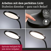 Schwarze dimmbare LED-Schreibtischlampe mit flexiblem Hals und neutralweißem Licht für optimale Helligkeit