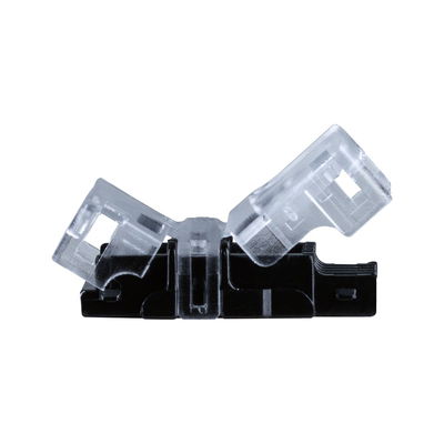 Connecteur en plastique noir avec couvercles pivotants transparents pour systèmes d'éclairage LED