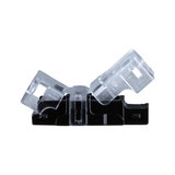 Black plastic connector with transparent swivel covers for LED lighting systems
