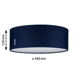 Runder Deckenleuchter mit dunkelblauem Stoffschirm und weißem Diffusor, 380 mm Durchmesser