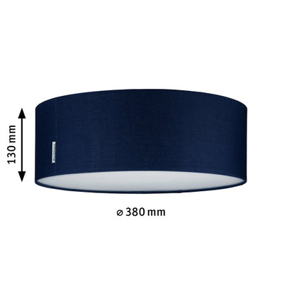 Abat-jour rond en tissu bleu foncé avec diffuseur blanc, diamètre 380 mm, accessoire pour plafonnier