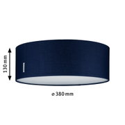 Okrągły abażur z tkaniny w ciemnoniebieskim kolorze z białym dyfuzorem, średnica 380 mm, lampa sufitowa