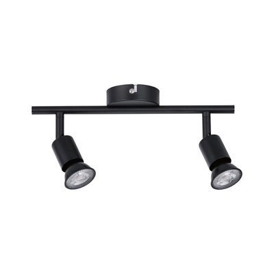 Plafonnier LED noir en métal avec deux spots orientables pour un éclairage moderne