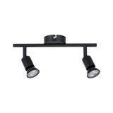 Plafonnier LED noir en métal avec deux spots orientables pour un éclairage moderne
