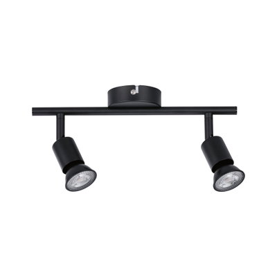 Plafonnier LED noir en métal avec deux spots orientables pour un éclairage moderne