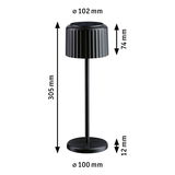 Lampe de table noire en métal avec abat-jour cannelé et dimensions pour éclairage LED moderne