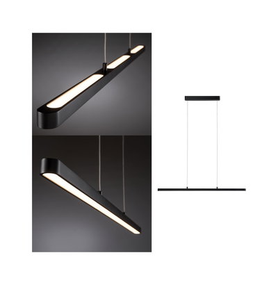 Zwarte metalen LED-hanglamp met warm wit licht voor moderne interieurs