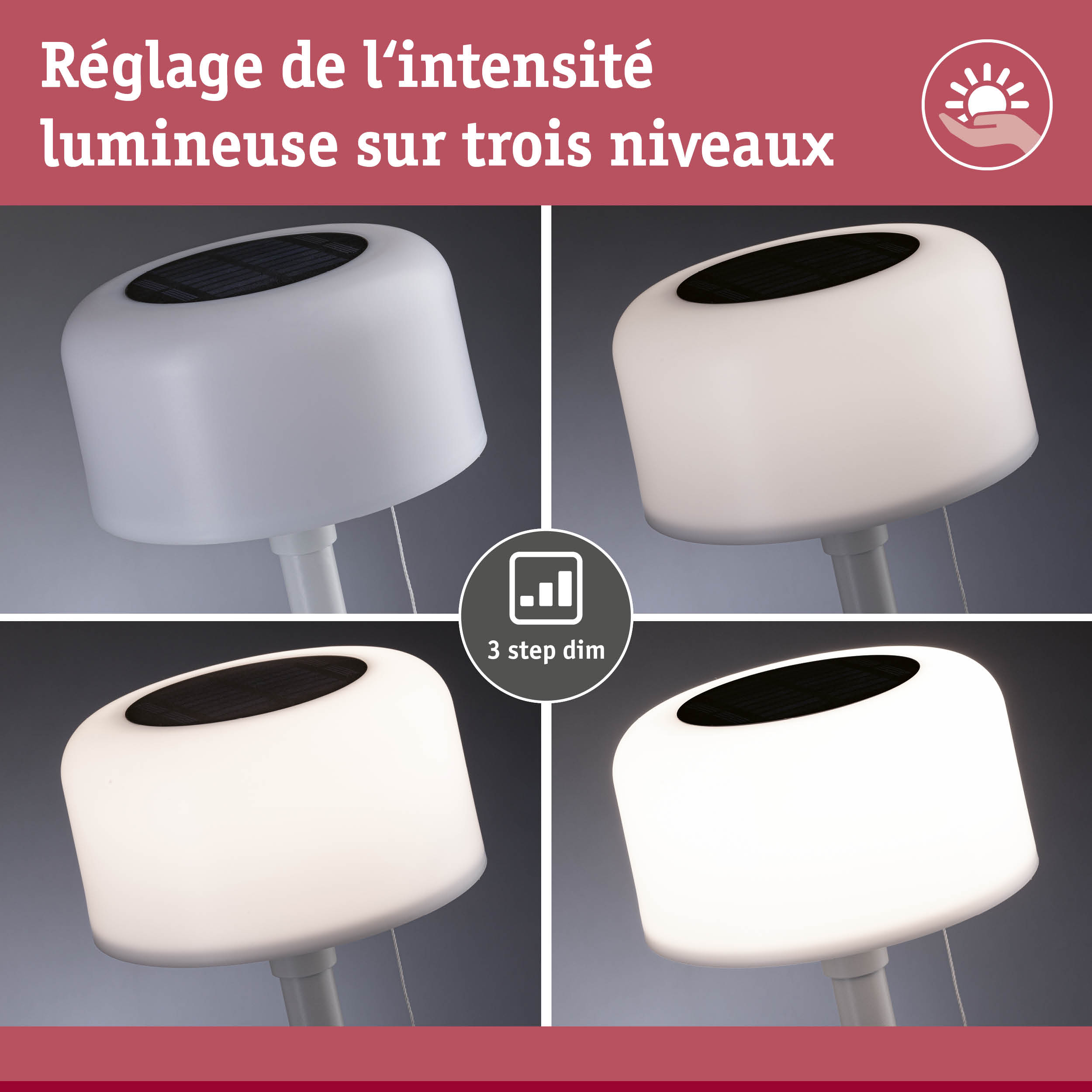 Lampe de table LED blanche avec réglage d'intensité sur trois niveaux pour éclairage intérieur