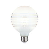 Ronde LED-lamp met mat wit glas en horizontale transparante strepen voor moderne verlichting