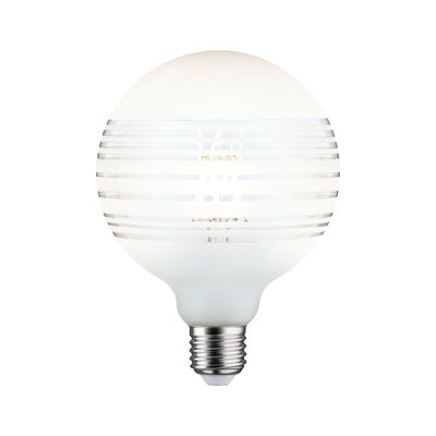 Ronde LED-lamp met mat wit glas en horizontale transparante strepen voor moderne verlichting