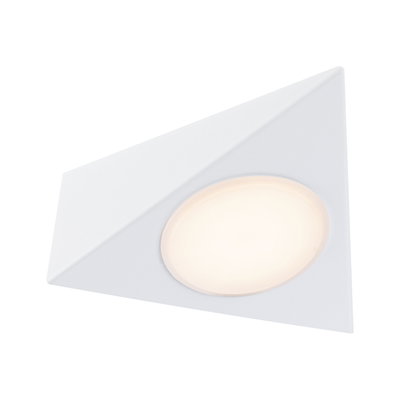 Triangular white metal LED recessed light with warm white illumination for modern interiors