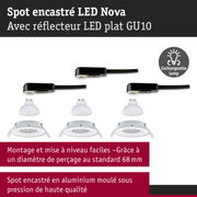 Spot encastré LED Nova en aluminium blanc avec douille GU10 et lampe interchangeable