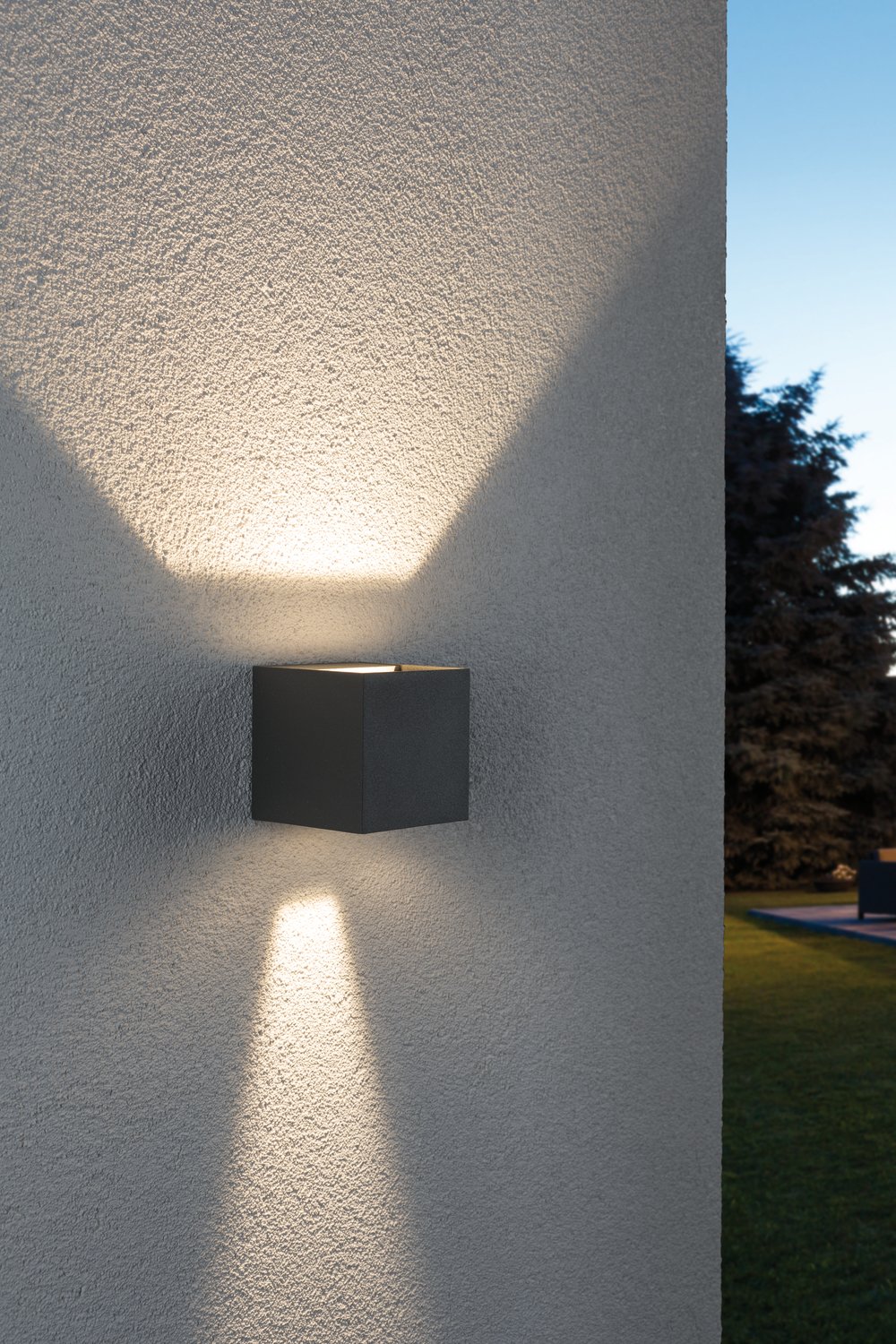 House LED Exterior wall luminaire Cybo IP65 square 80x80mm 2700K 2x3,5W 355lm / 355lm 230V Grey Aluminium