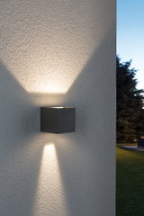 Applique murale noire en aluminium moderne avec lumière blanche chaude vers le haut et le bas pour extérieur