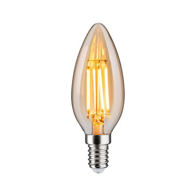 LED candle-shaped bulb with warm white light and clear glass for decorative lighting use