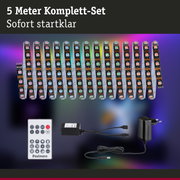 5 Meter LED-Lichtband Komplett-Set mit Fernbedienung und Netzteil für farbige Lichtsteuerung