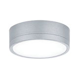 Plafonnier rond en aluminium argenté avec diffuseur blanc pour éclairage intérieur moderne
