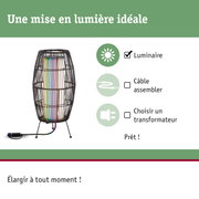 Abat-jour en métal noir moderne avec lumière LED colorée et câble pour éclairage intérieur