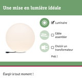 Luminaire rond blanc avec câble noir, installation facile sans câble ni transformateur