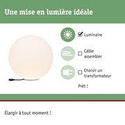 Luminaire rond blanc avec câble noir, installation facile sans câble ni transformateur