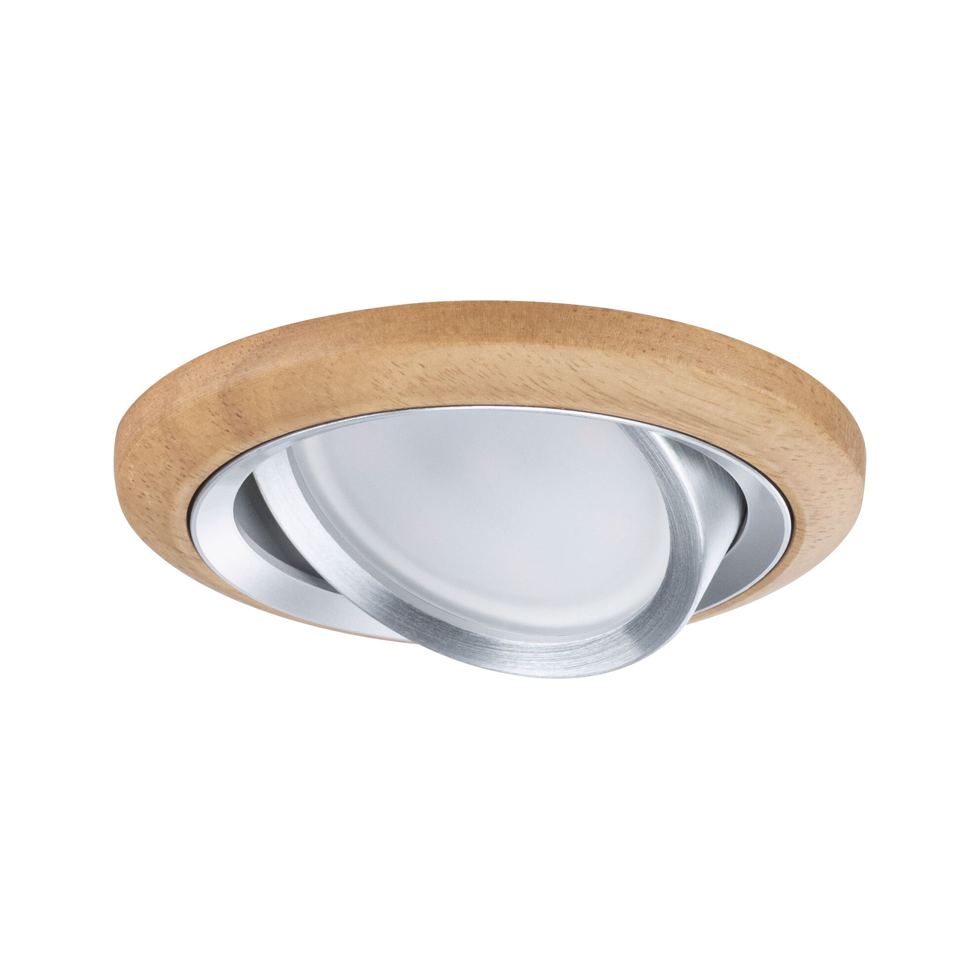 LED Recessed luminaire Lanati Individual Spot round 84mm 30° Coin 6W 470lm 230V 2700K Wood look Oak/Turned aluminium