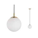 Moderne Pendelleuchte mit weißem Glas und messingfarbenem Metall für stilvolle Innenbeleuchtung
