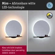 Ronde Miro LED-spiegel met afstemmbare witlicht 3000K-6500K en zwarte plank voor badkamer