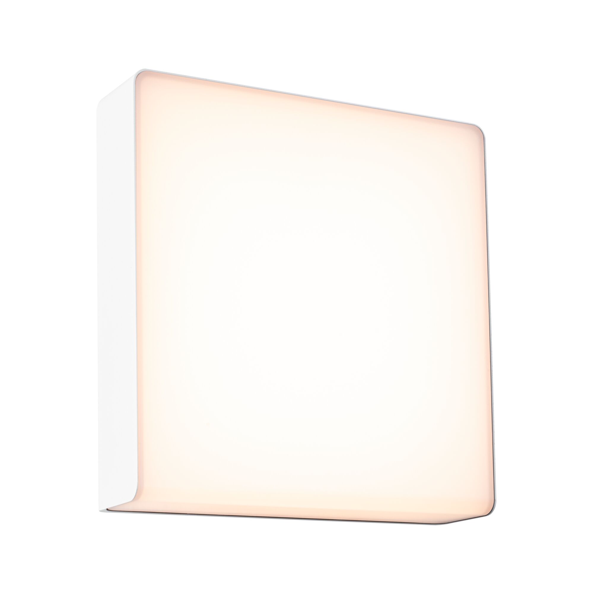 Udendørs LED-vægarmatur Azalena Twilight-styret bevægelsessensor (HF) IP44 250x250mm 3000K 8,5W 700lm 230V Hvid Plast/Aluminium Firkantet hvid LED-væglampe med varmt hvidt lys til moderne indendørsbelysning