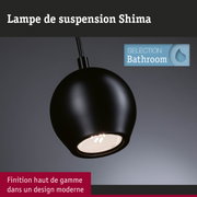 Lampe suspension Shima noire en métal au design moderne pour éclairage de salle de bain