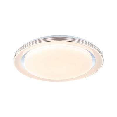 Round white LED ceiling light with star effect and modern design for living spaces.