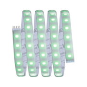 Flexibler LED-Lichtstreifen mit weißen und grünen LEDs in transparentem Material für dekorative Beleuchtung