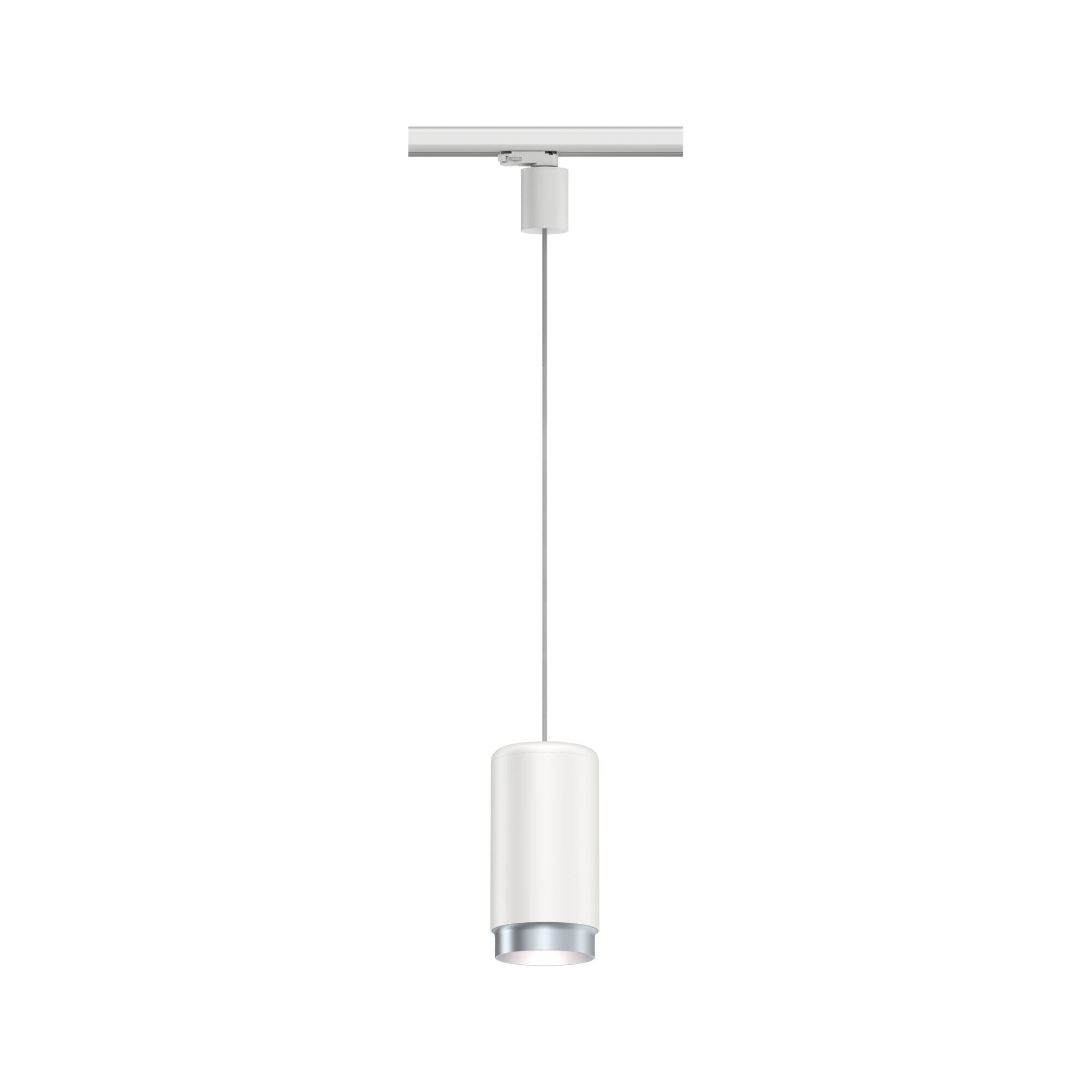 Moderner weißer LED-Pendelleuchte aus Metall mit silbernem Rand für stilvolle Raumbeleuchtung