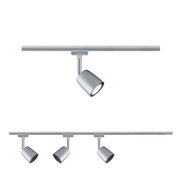 Three-light matte silver metal LED track for modern indoor lighting solutions