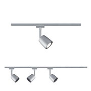 Rail LED à trois spots en métal argent mat pour éclairage intérieur moderne