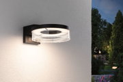 Moderner LED-Außenwandleuchter aus schwarzem Metall mit rundem Acrylglas für Gartenbeleuchtung