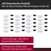 LED-Einbauleuchten FixedLED in Weiß mit 68 mm Bohrdurchmesser im 20er Set für einfache Montage
