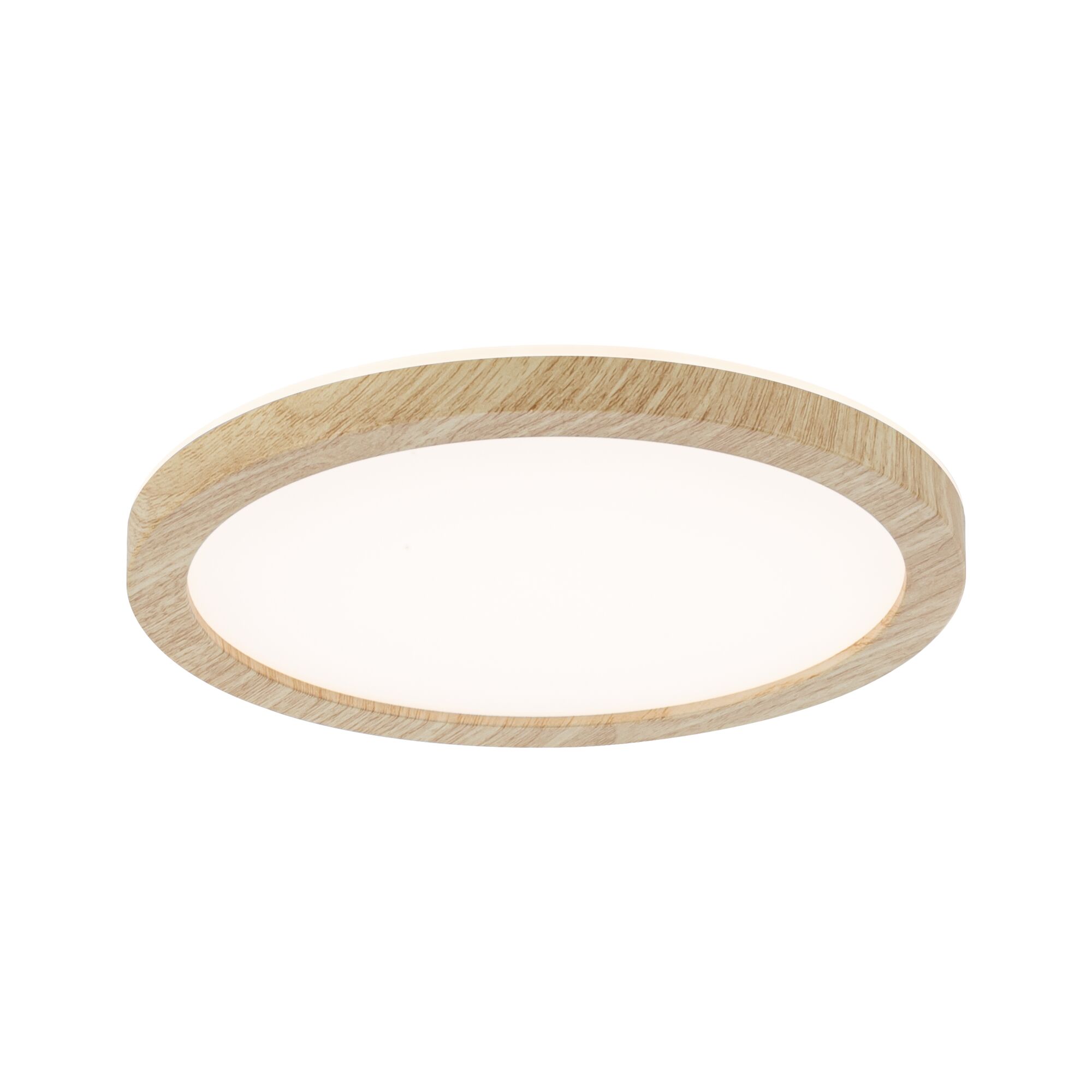 LED-paneel Atria Shine Backlight IP44 rond 190mm 11,2W 850lm 3000K Houtlook Ronde plafondlamp met heldere diffuser en natuurlijke houten rand voor woonruimtes