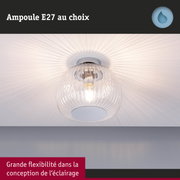 Plafonnier en verre transparent avec douille E27, créant un motif lumineux décoratif au plafond